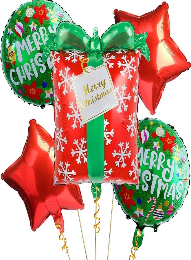 Infispace Christmas Theme Foil Balloon Bouquet for X-Mas Home & Office Party Decoration- Pack of 5 (Christmas Gift) - Image 1